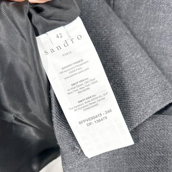 NWOT Sandro Contrasting Lapel Wool Blend Blazer Jacket - Picture 7 of 10